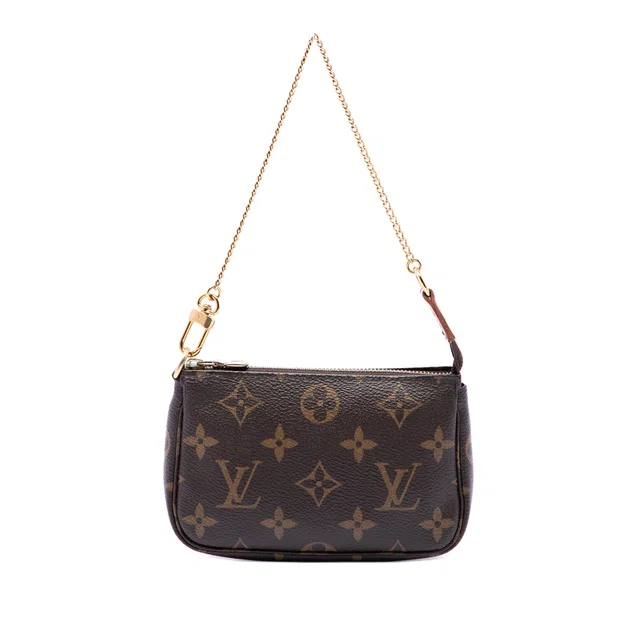 Brown Louis Vuitton Monogram Mini Pochette Accessoires Handbag in Brown Coated canvas from Designer Revival