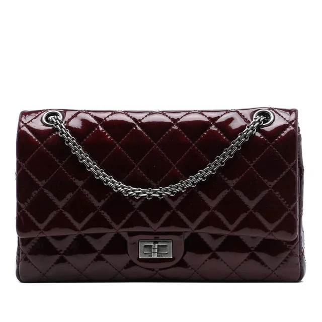 Red Chanel Quilted Patent Reissue 2.55 Double Flap 226 Shoulder Bag in Red Patent leather from Designer Revival
