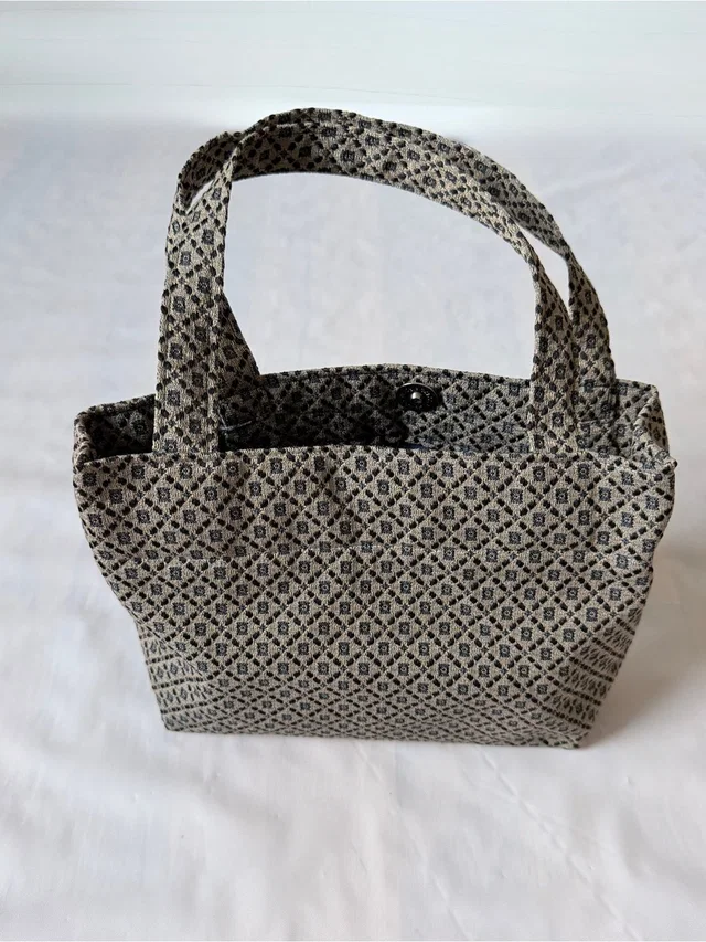 FRED Mini Tote Bag Woven Jacquard Navy Grey Vintage 80s Geometric Tapestry Nwot in blue|gray Woven leather from Poshmark