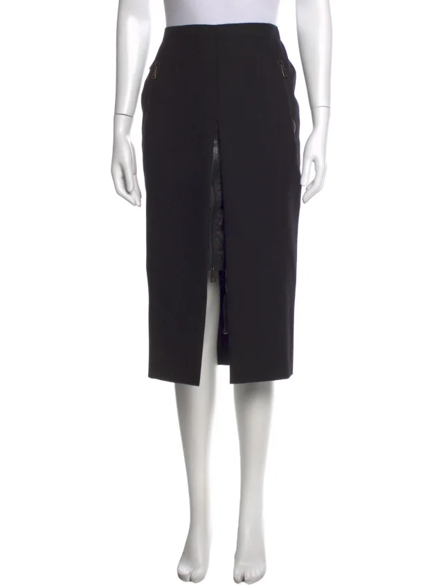 Moncler Virgin Wool Knee-Length Skirt in black Wool from The RealReal