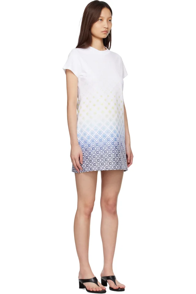 Casablanca White Gradient Monogram T‑Shirt Minidress, photo 2 of 4 from SSENSE