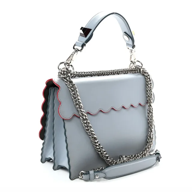 Fendi Vitello Liberty Lucido Flowerland Scalloped Studded Kan I Shoulder Bag Azzurro Polvere… in Multicolor Calfskin from FASHIONPHILE, photo 3 of 10