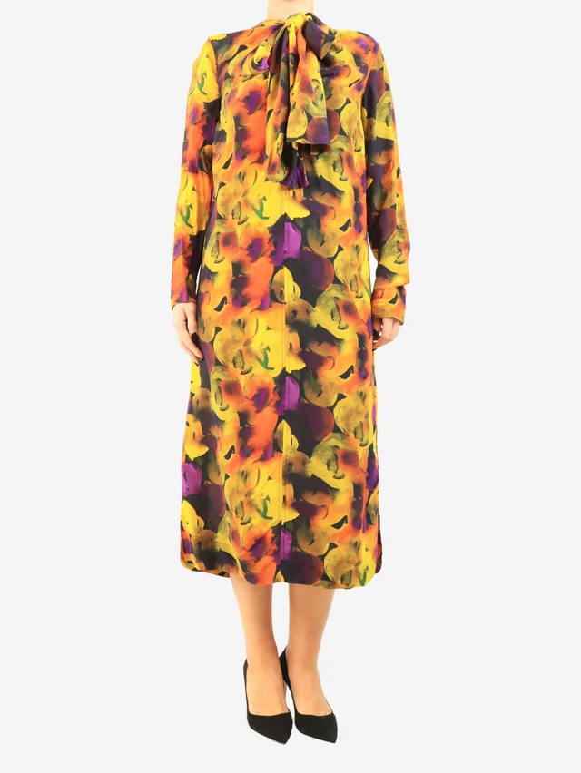 GANNI Multicolour floral midi dress - size UK 10 from Sign of the Times