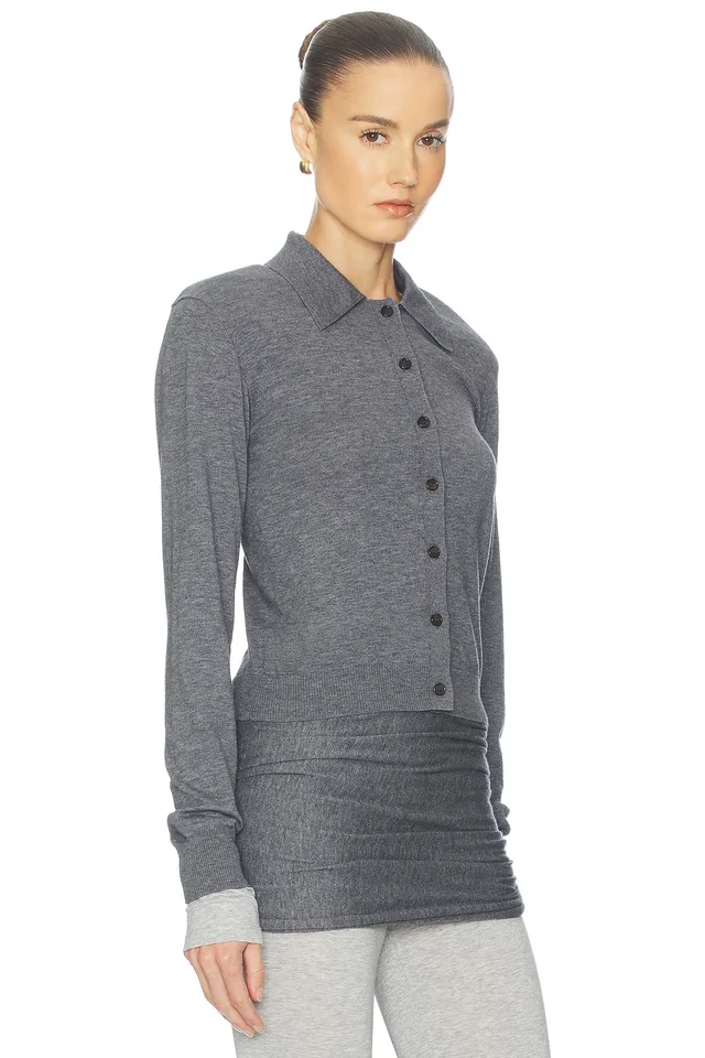 Helsa Kerstin Knit Cardigan in Medium Heather Grey, photo 2 of 4 from REVOLVE (Canada)