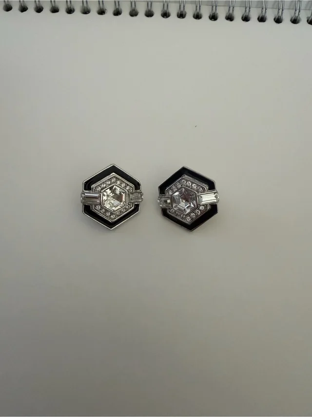 Givenchy Art Deco Stud Earrings in silver|black|gray from Poshmark