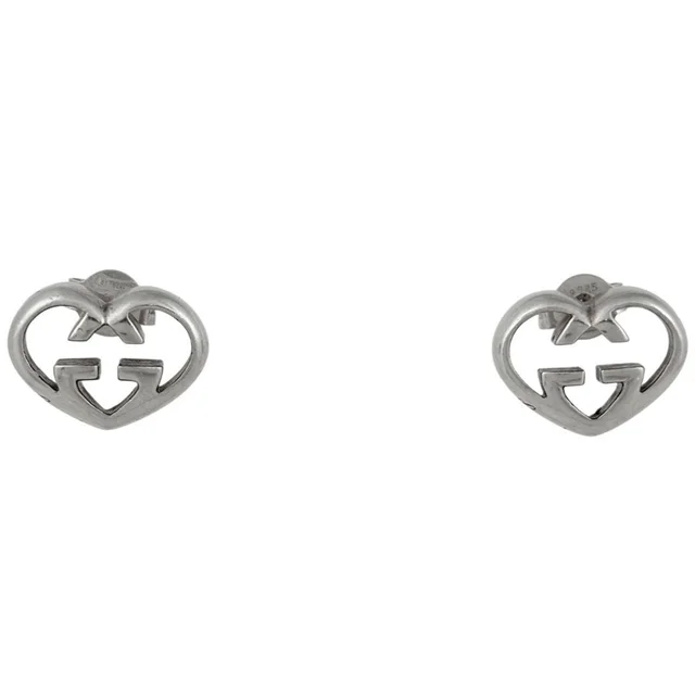 Gucci Interlocking G Earrings Heart 925 Sterling Silver in Silver from The Reluxe