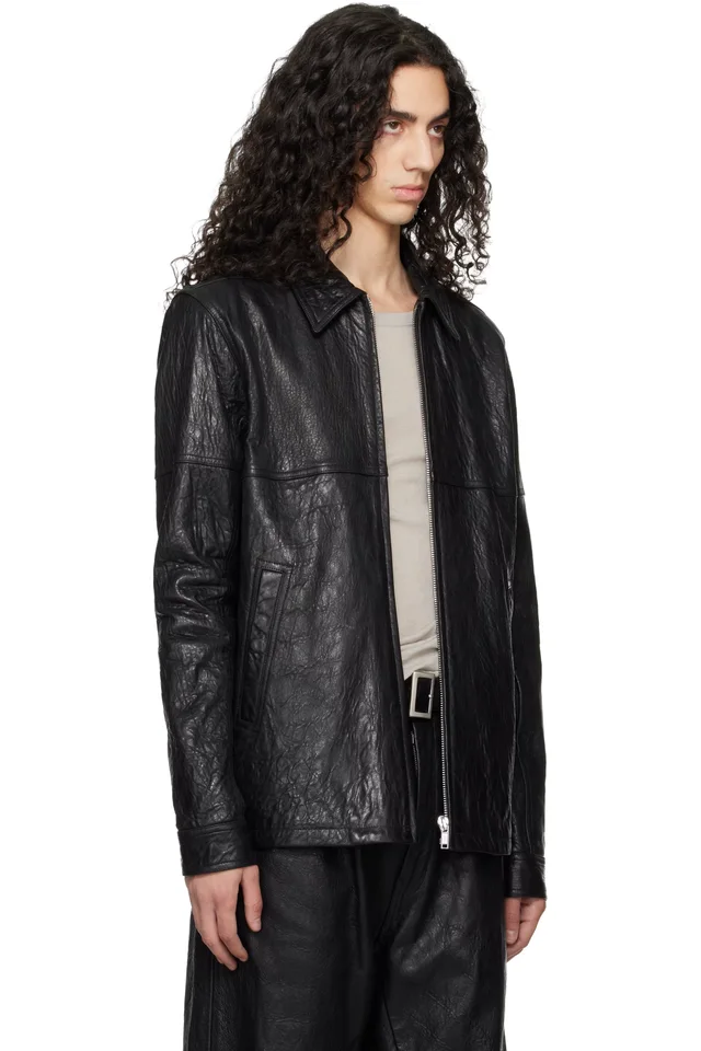 Rick Owens Black Temple Brad Leather Jacket, photo 2 of 3 from SSENSE