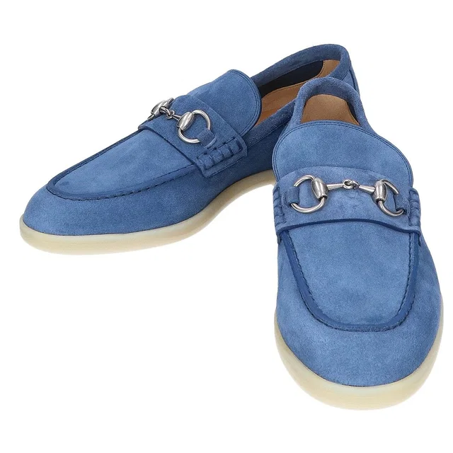 Gucci Horsebit Loafers in Blue Suede from The Reluxe