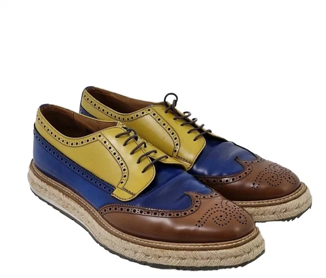 Prada Blue Yellow Colour Block Brogues Size 11 in Brown Leather from Oxfam Online Shop