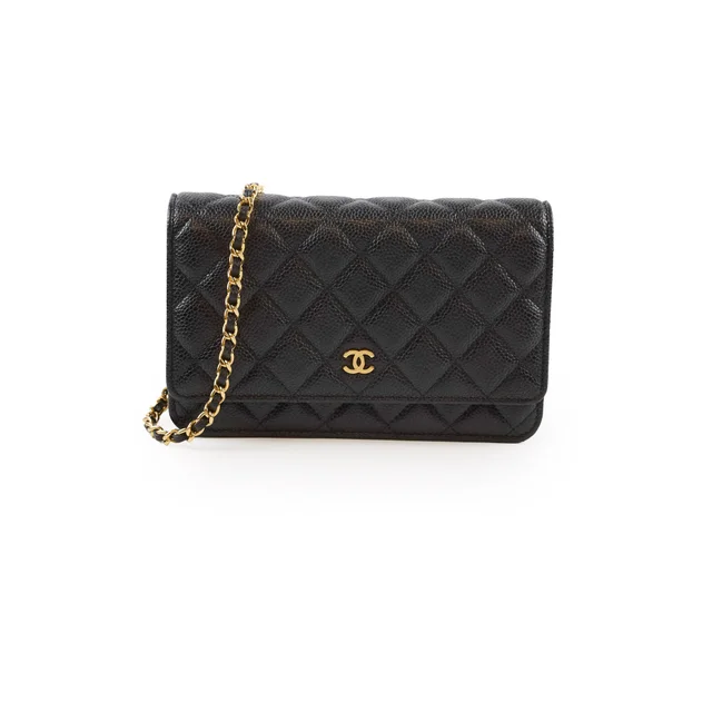 Chanel WOC Classic Wallet On Chain Caviar Black Microchipped in Black Caviar leather from The Purse Affair