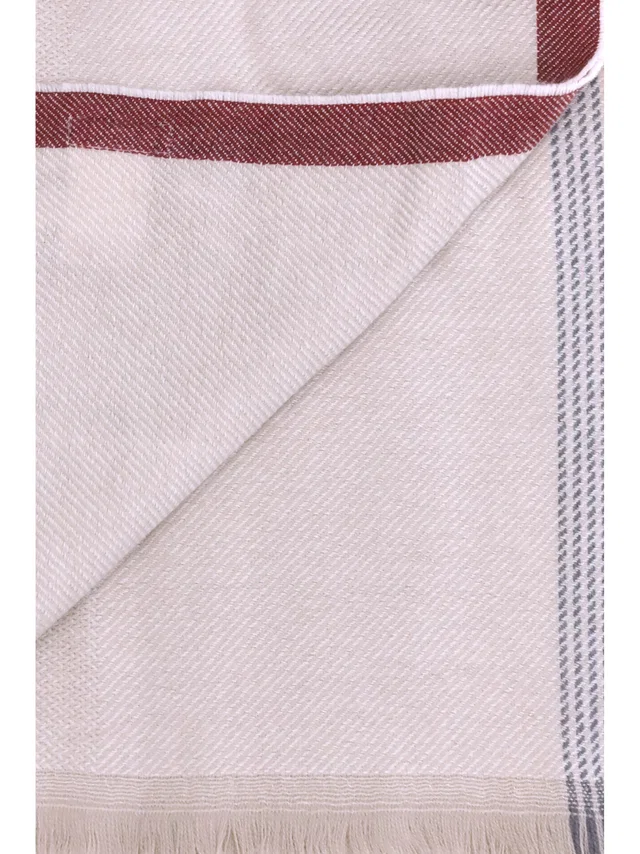 Brunello Cucinelli Pure Cashmere With Frayed Edges Scarf — Beige Kashmir Scarfs in Beige Cashmere from HEWI