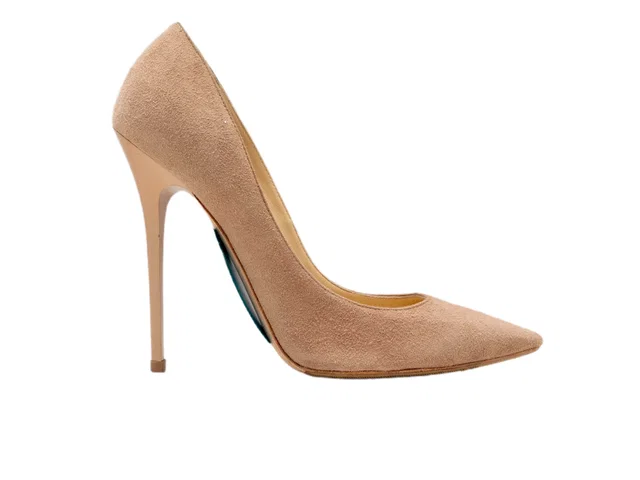 Tan Jimmy Choo Suede Pointed-Toe Pumps Size 37.5 in Brown Suede from Designer Revival