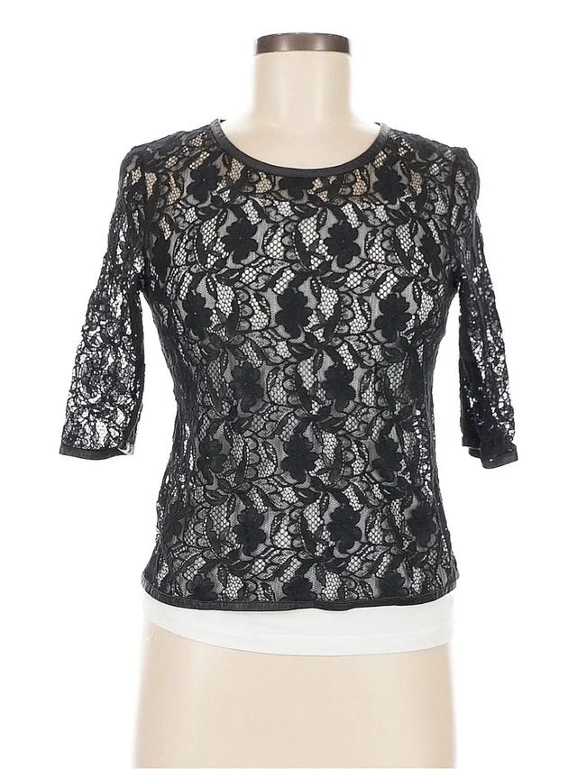 Mulberry Floral Lace Overlay Top in black from Poshmark