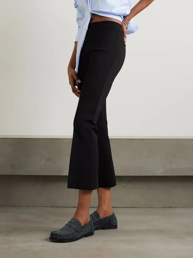 HIGH SPORT NSFW Crop Kick checked stretch-knit flared pants in black 68% Viscose 32% Lycra®, photo 3 of 5 from NET-A-PORTER (Canada)