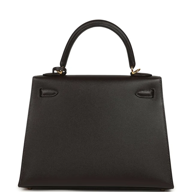 Hermès Kelly Sellier 25 Bai Brun Madame Gold Hardware in Goatskin from Madison Avenue Couture, photo 4 of 9