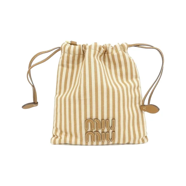 Miu Miu 5NG010 Pouch in NATURALE+CARAME / GOLD hardware MISTOLINO RIGHE from KOMEHYO