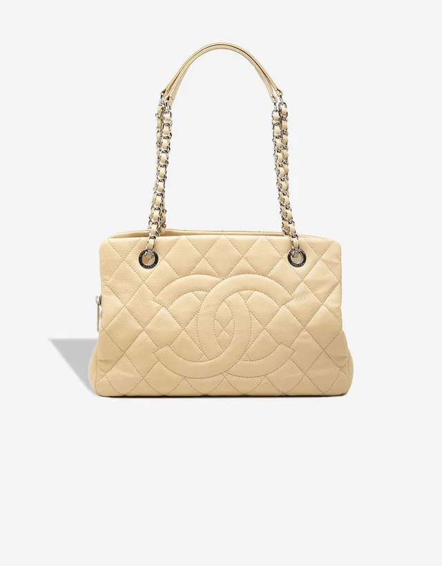 Chanel Shopping Tote GST Caviar Cream in Beige, White Caviar leather from SACLÀB