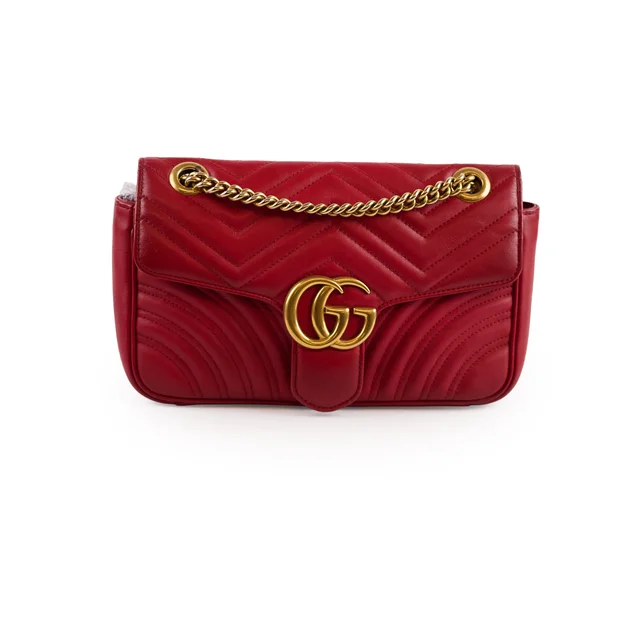 Gucci Marmont Small Matelassé Shoulder Bag Red from The Purse Affair