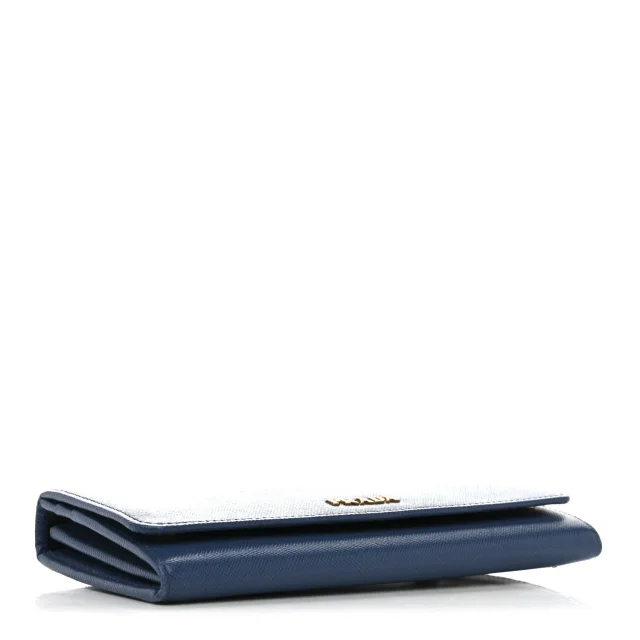 Prada Saffiano Bi-Color Metal Continental Flap Wallet Cobalto Black in Black Saffiano leather from FASHIONPHILE, photo 4 of 12
