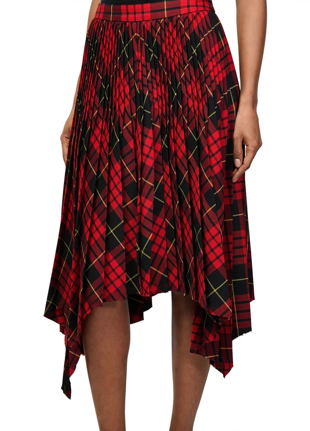 MCQUEEN Asymmetric midi skirt in Red 55% polyester, 45% wool, photo 4 of 6 from 24S (US)