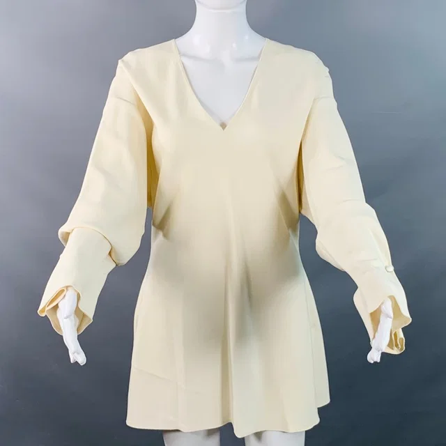 Marni Size M Beige Viscose Blend Long Sleeve V-Neck Blouse in brown|neutral from Poshmark, photo 1 of 1