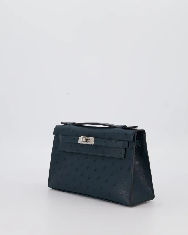Hermès Mini Kelly Pochette Bag in Green Ostrich from Sellier, photo 1 of 1