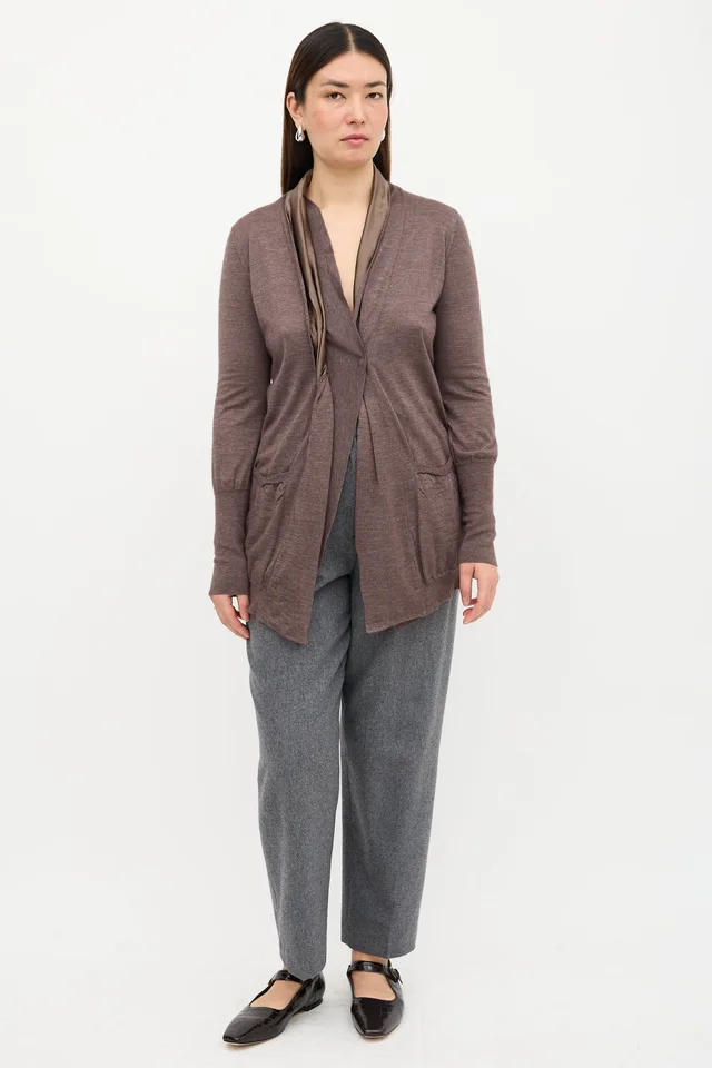 Brunello Cucinelli Cashmere & Silk Shawl Cardigan in Silk from VSP Consignment, photo 2 of 2