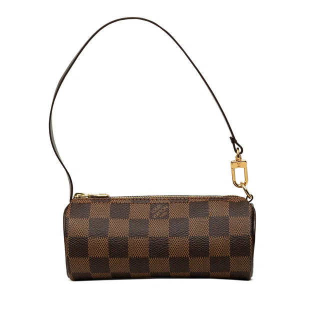 Brown Louis Vuitton Damier Ebene Papillon Pochette Handbag in Brown Canvas from Designer Revival