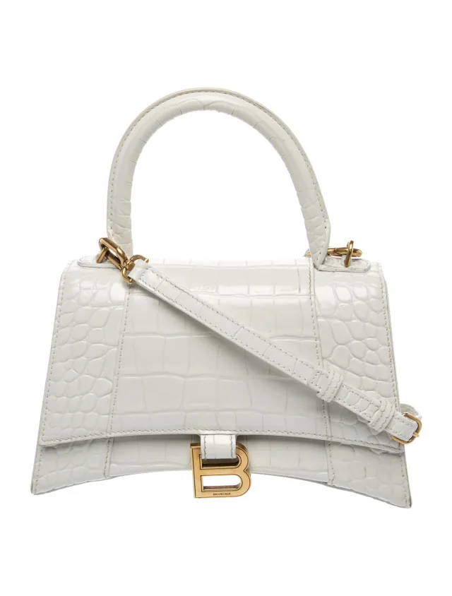 Balenciaga Embossed Leather Hourglass Small in white Leather from The RealReal