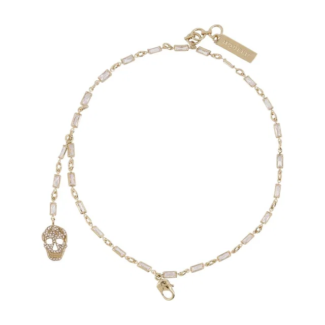 Alexander McQueen Pavé Skull Bracelet — Gold Metal Bracelets in Gold from HEWI