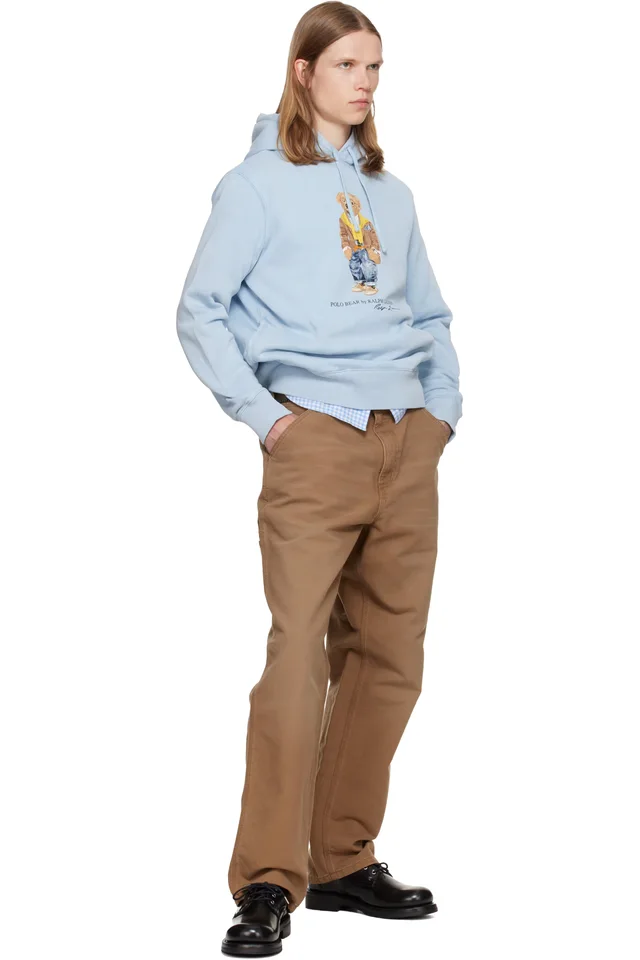 Polo Ralph Lauren Blue Polo Bear Garment-Dyed Fleece Hoodie, photo 4 of 4 from SSENSE