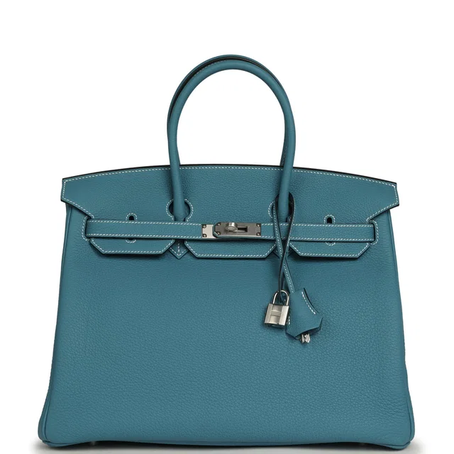 Hermès Birkin 35 Blue Jean Togo Palladium Hardware in Blue Togo leather from Madison Avenue Couture
