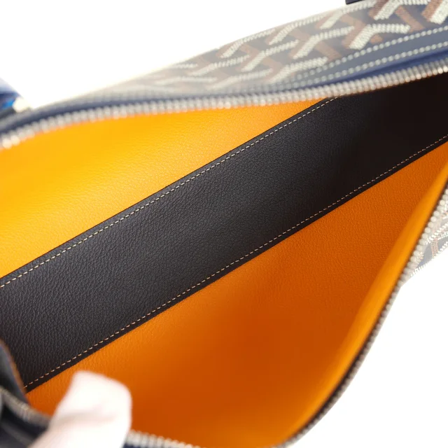 Goyard Goyardine Canvas Bonbonnière Bag Navy Blue Chevroches Calfskin Palladium Hardware in Navy Calfskin from Madison Avenue Couture, photo 8 of 9