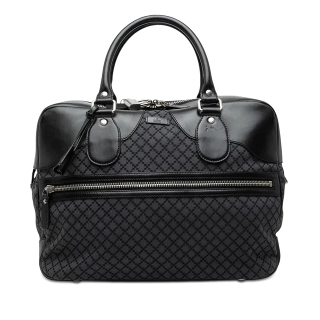 Black Gucci Diamante Canvas Travel Bag in Black Canvas from Designer Revival