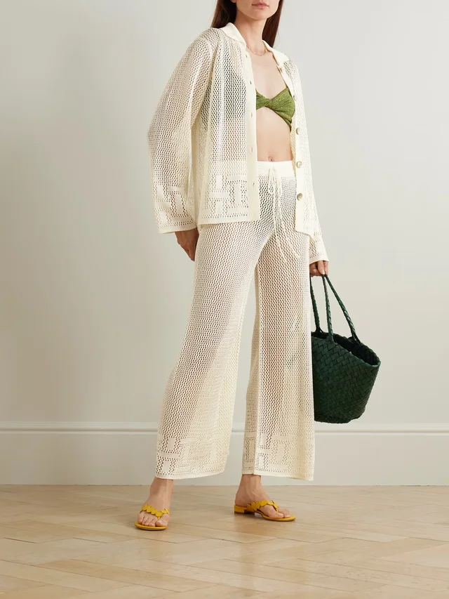 CALLE DEL MAR Crocheted cardigan in Beige, photo 2 of 2 from NET-A-PORTER (Canada)