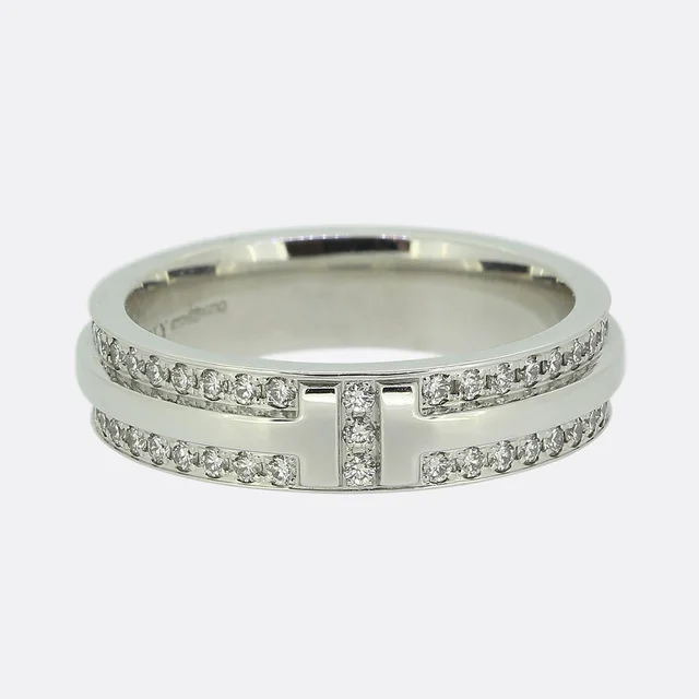 Tiffany & Co. T Narrow Pavé Diamond Ring Size I (48) from The Vintage Jeweller