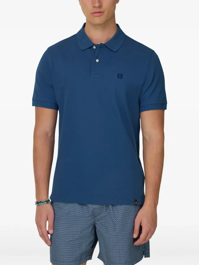 Boggi Milano pique button polo shirt in Blue, photo 3 of 5 from FARFETCH