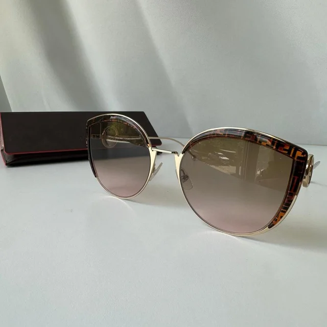 Fendi Women's Sunglasses - Gold/Brown in red|gold|brown from Depop, photo 1 of 1