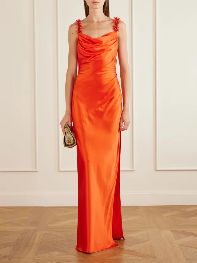 BALMAIN Shoulders embellished silk dress in Red, photo 2 of 2 from NET-A-PORTER (Canada)