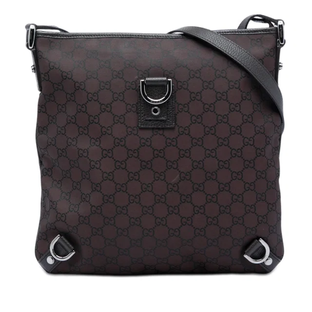 Brown Gucci GG Nylon Abbey D Ring Crossbody in Brown Nylon from Designer Revival