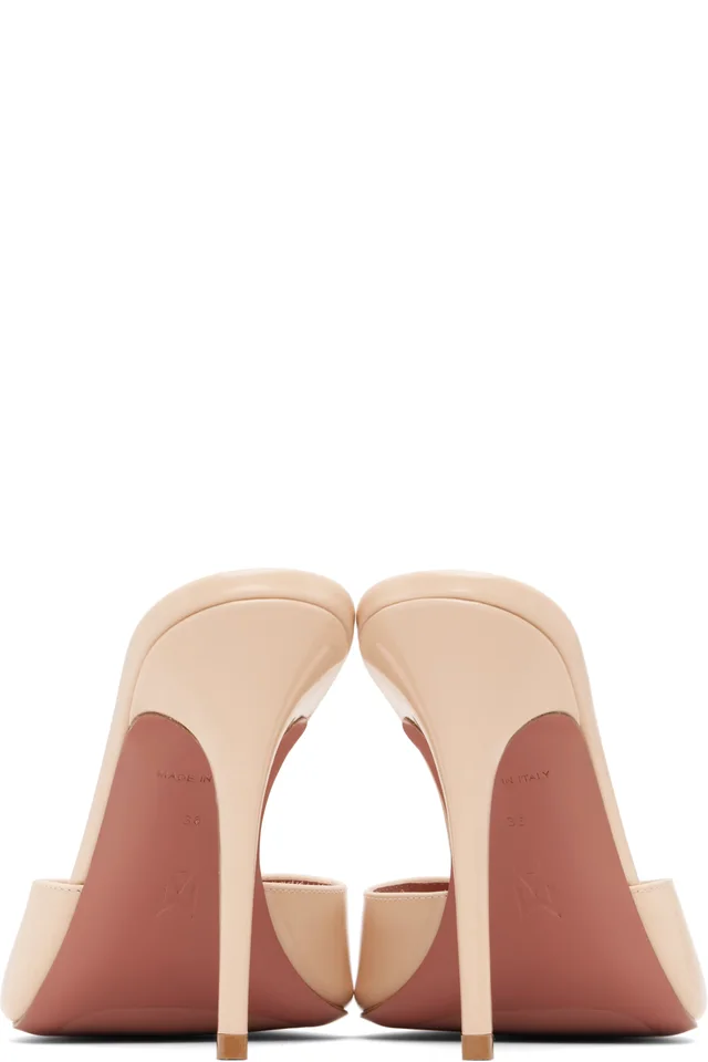 Amina Muaddi Beige Elodie Slipper 105 Heeled Sandals, photo 2 of 4 from SSENSE