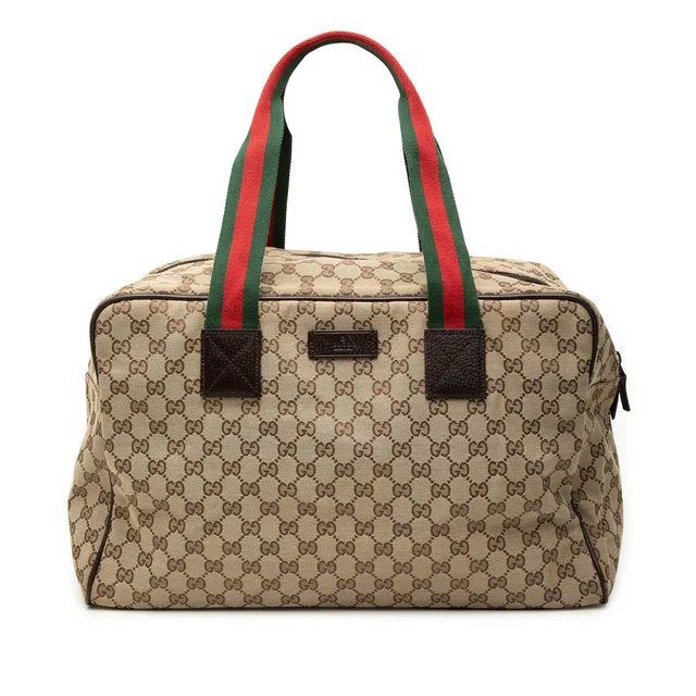 Beige Gucci GG Canvas Web Duffle Bag in Beige Canvas from Designer Revival, photo 1 of 1
