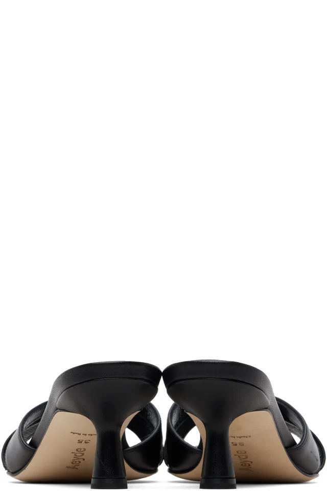 Aeyde Black Vero Leather Mule Heeled Sandals, photo 2 of 4 from SSENSE