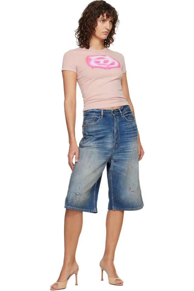 Diesel Pink Slim Graffiti-Effect Logo T-shirt, photo 4 of 4 from SSENSE