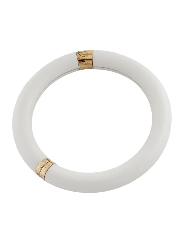 Bottega Veneta Leather Ring Choker Necklace, 14" in white Leather from The RealReal