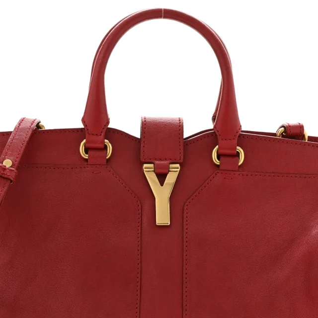 Saint Laurent Sheepskin Small Cabas ChYc Red in Red Leather from FASHIONPHILE, photo 7 of 13