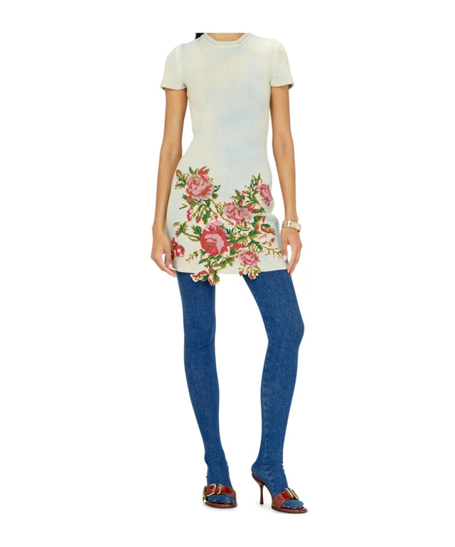 Diesel short dress in floral wool-blend knit, photo 2 of 5 from SENSER