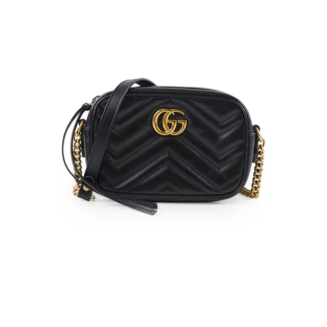 Gucci Mini Marmont Camera Black Crossbody Bag in Black Leather from The Purse Affair
