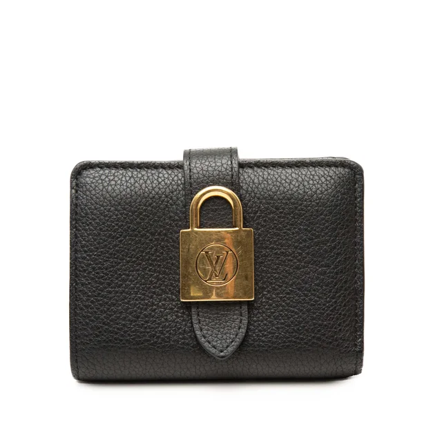 Black Louis Vuitton Leather Low Key Compact Wallet Small Wallets in Black Leather from Designer Revival