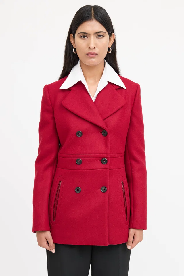 Prada 2008 Wool Double Breasted Coat in Wool from VSP Consignment